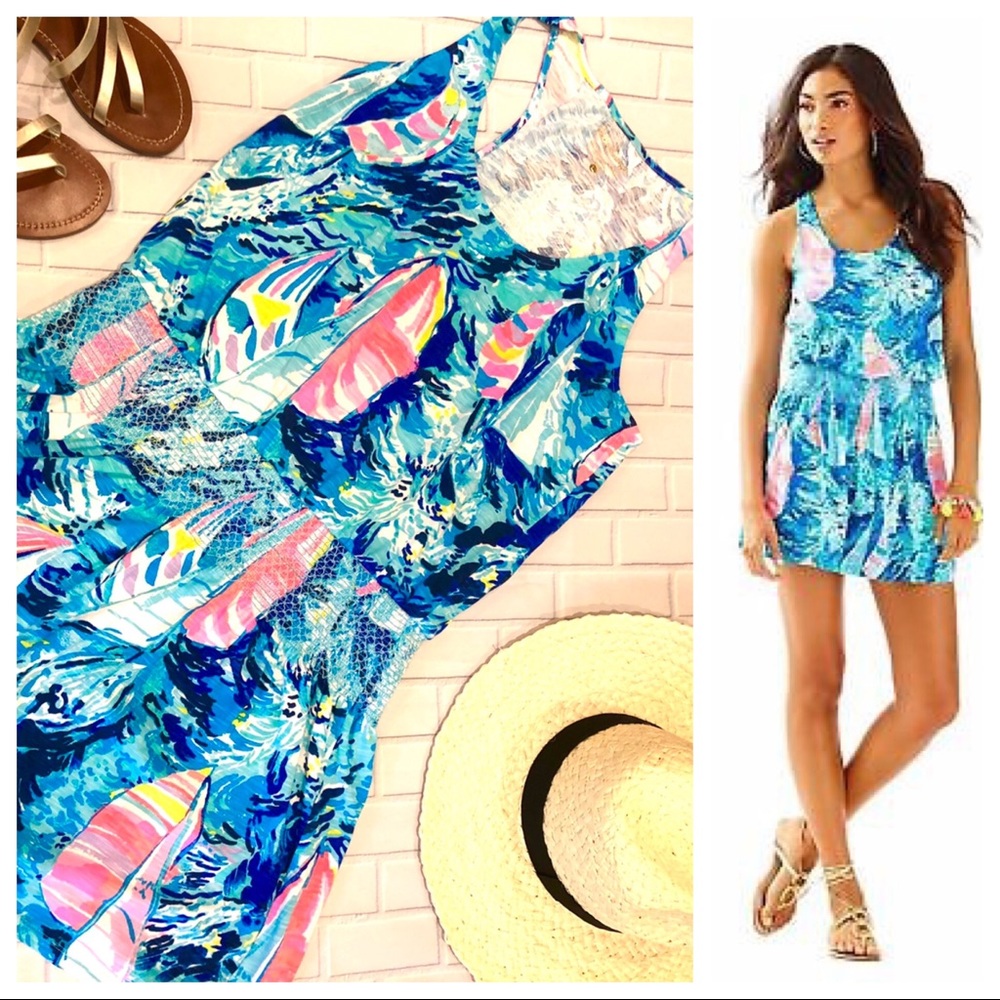 Lilly Pulitzer Tideline Dress, Hey Bay Bay EUC Lrg